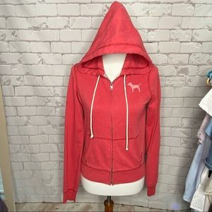 PINK Victoria’s Secret Peace Sign Hoodie Zipper Sweatshirt Size Small